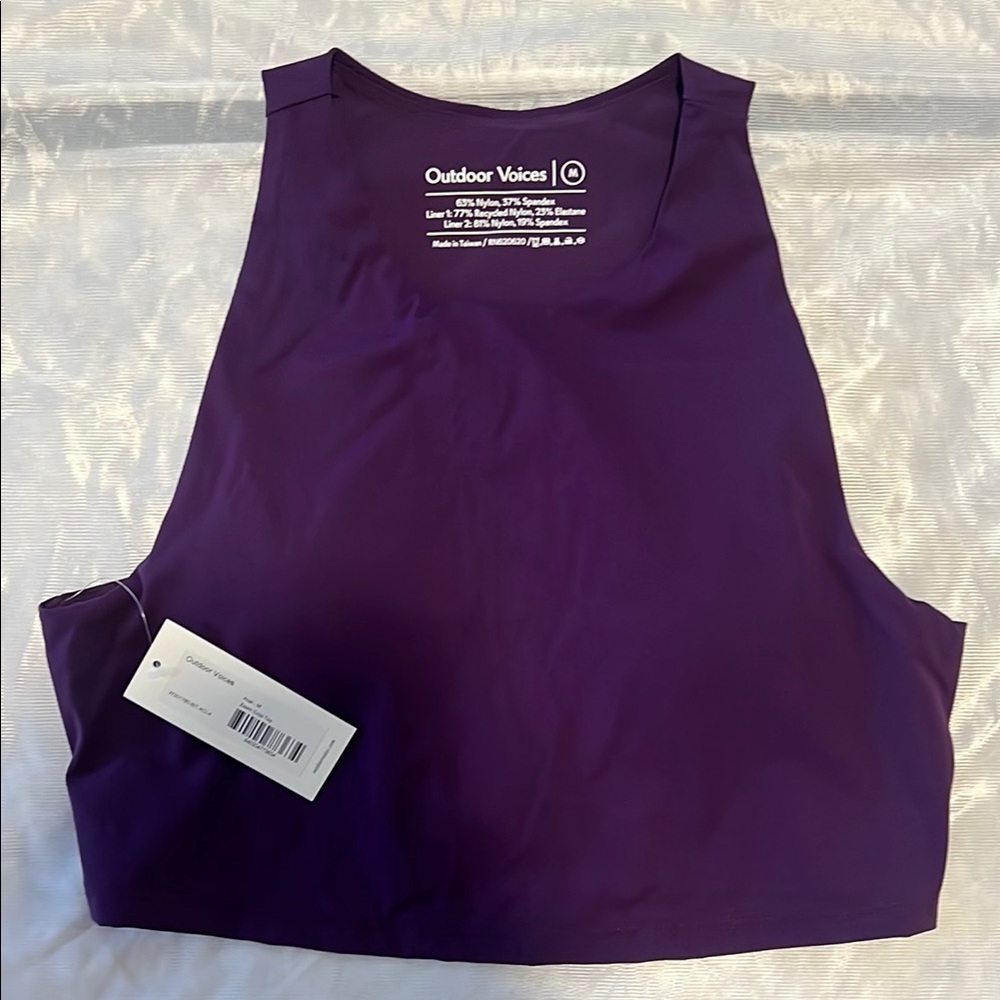 New Outdoor Voices Zoom Crop Top/ Tank Too in Purple/ Acai, Medium